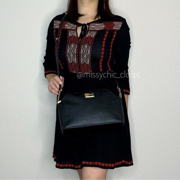 Calvin Klein Black Saffiano Top Zip Chain Crossbody Bag - Picture 1 of 12